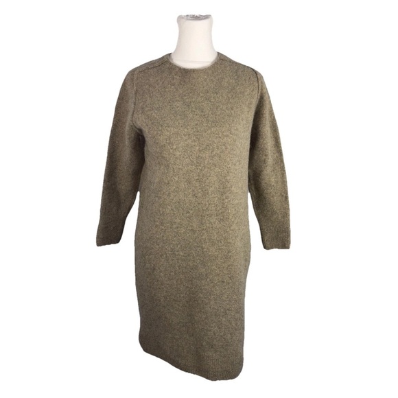 Uniqlo Women's Short Dress Small Tan 100% Wool Jumper Dress - Picture 1 of 12